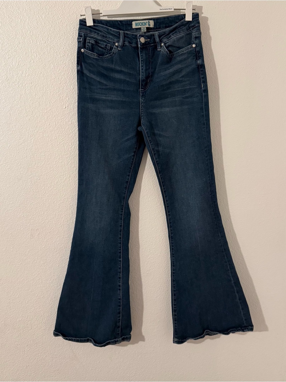 Rockin' C Women's Dark Indigo Flare Jeans with Wide Leg Size 28